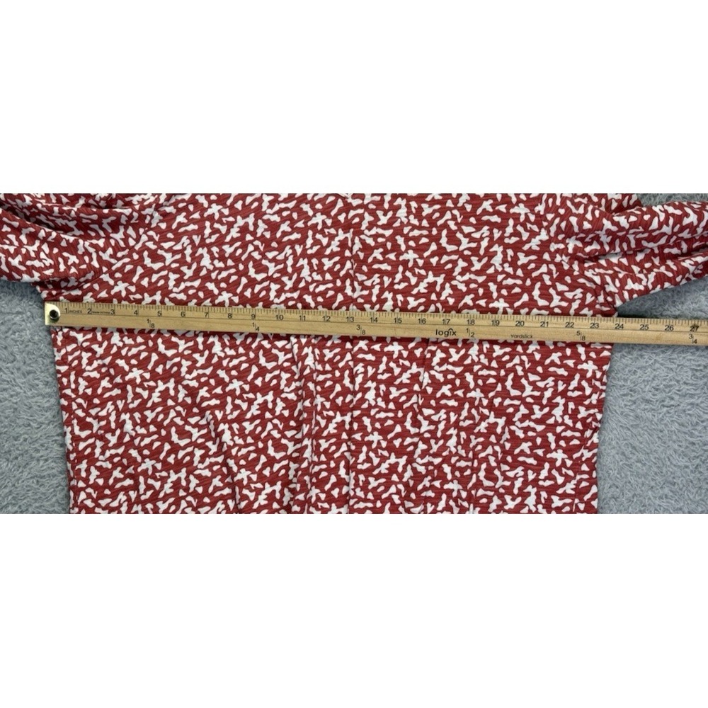 Chicos Dots V-Neck Top Womens Sz 4 XXL Coral White Slub Knit 3/4 Sleeve Career - Picture 8 of 10